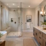 Modern Marin County Bathroom Remodel with Walk-In Shower and Double Vanity
