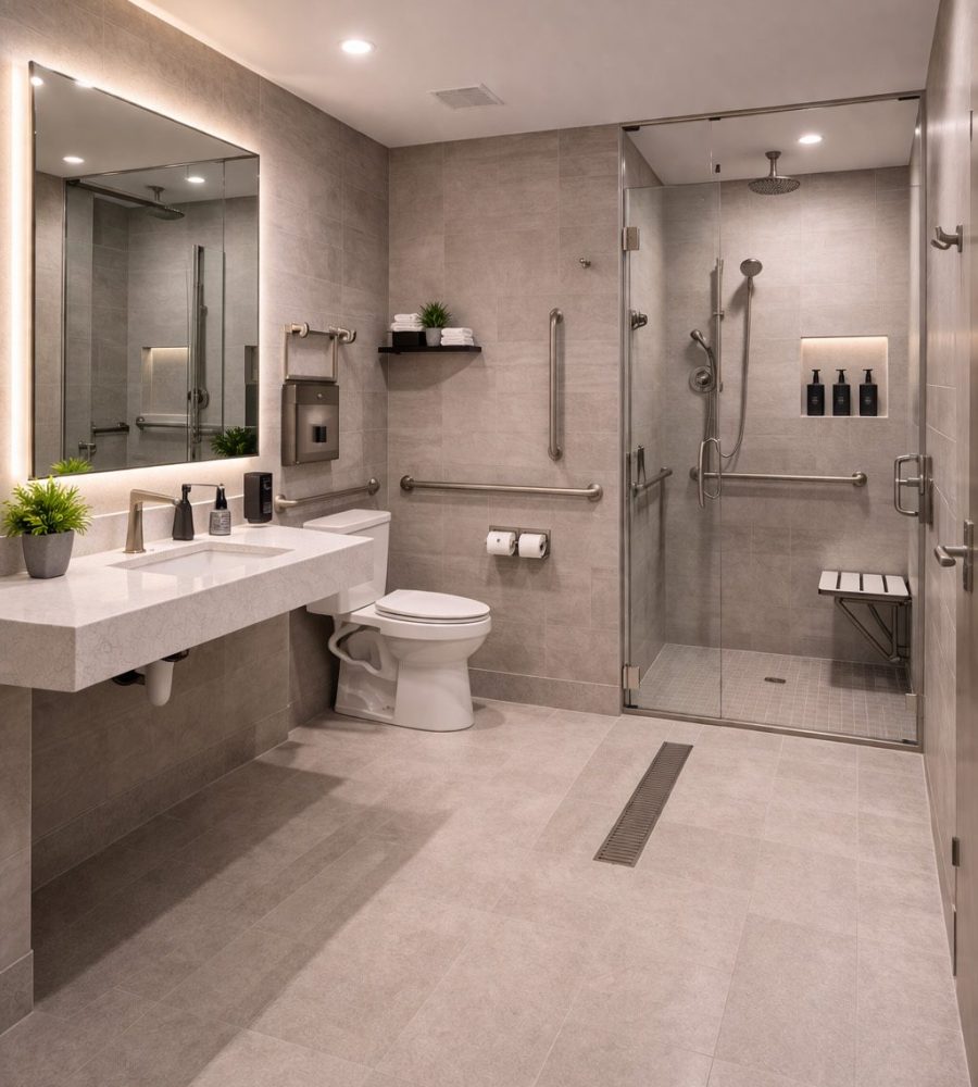 Modern accessible spa bathroom design